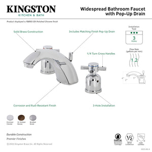 Concord FB8958DX Two-Handle 3-Hole Deck Mount Widespread Bathroom Faucet with Plastic Pop-Up, Brushed Nickel