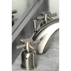 Concord FB8958DX Two-Handle 3-Hole Deck Mount Widespread Bathroom Faucet with Plastic Pop-Up, Brushed Nickel
