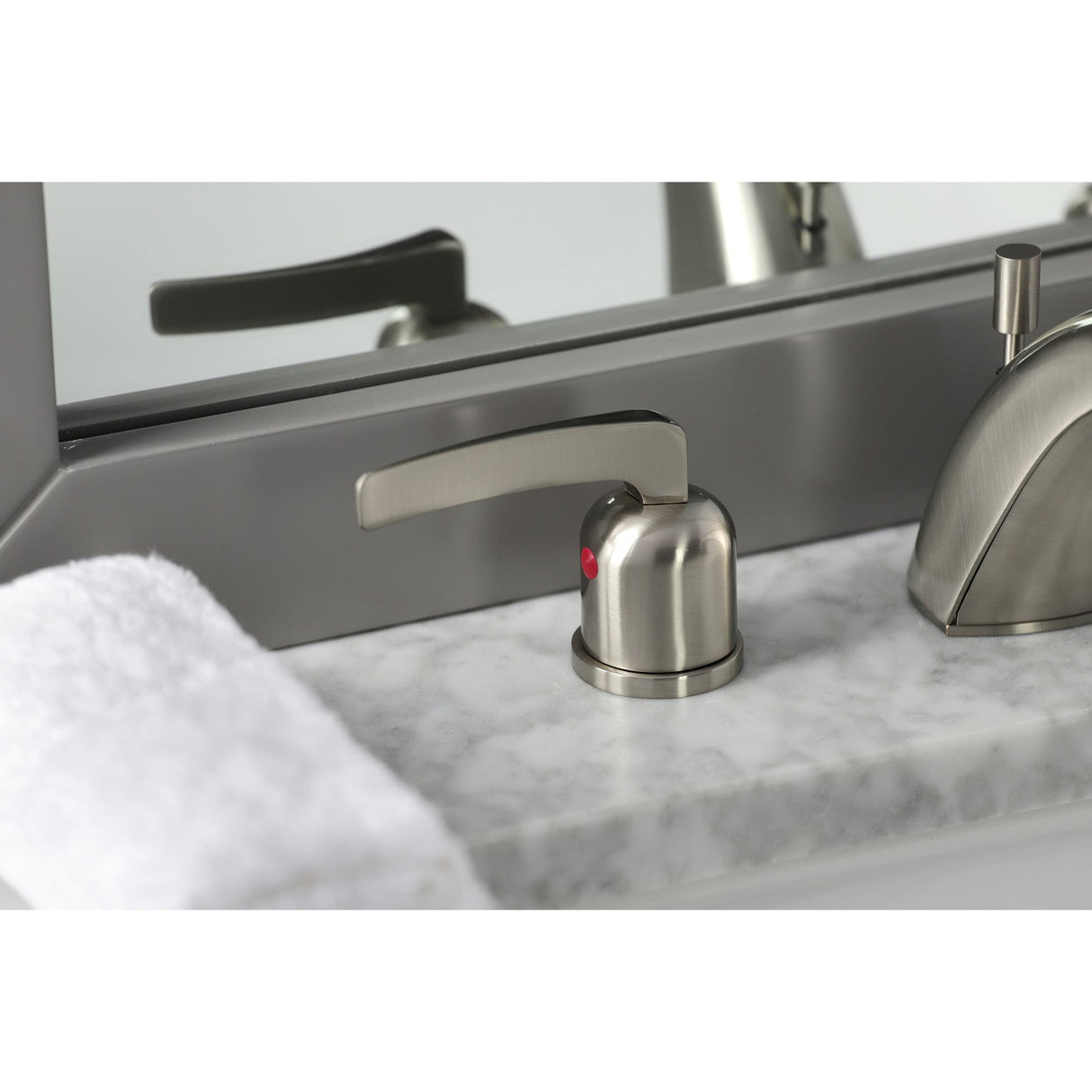 Centurion FB8958EFL Two-Handle 3-Hole Deck Mount Widespread Bathroom Faucet with Plastic Pop-Up, Brushed Nickel