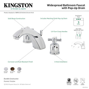 Millennium FB8958ZX Two-Handle 3-Hole Deck Mount Widespread Bathroom Faucet with Plastic Pop-Up, Brushed Nickel