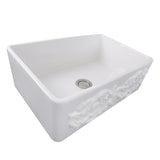 Nantucket Sinks 30-Inch Farmhouse Fireclay Sink with Grapes Apron
