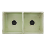 Nantucket Sinks Double Bowl Farmhouse Fireclay Sink with Shabby Green Finish