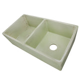 Nantucket Sinks Double Bowl Farmhouse Fireclay Sink with Shabby Green Finish