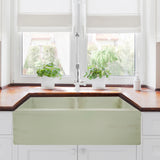 Nantucket Sinks Double Bowl Farmhouse Fireclay Sink with Shabby Green Finish