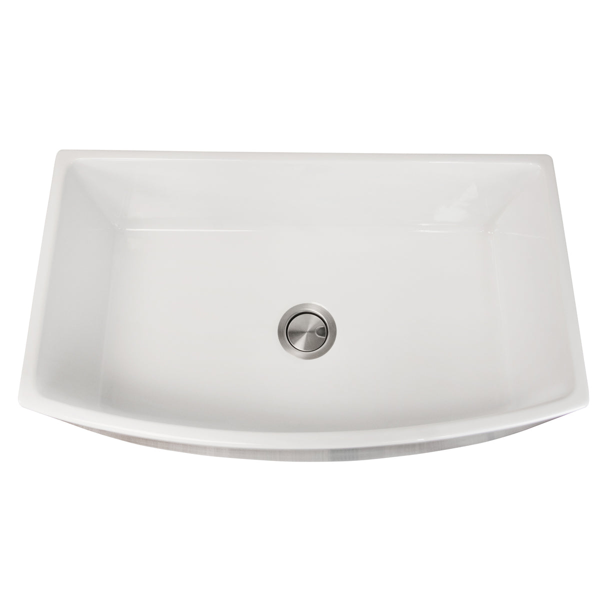 Nantucket Sinks' 33 Inch White Farmhouse Fireclay Sink with Curved Apron