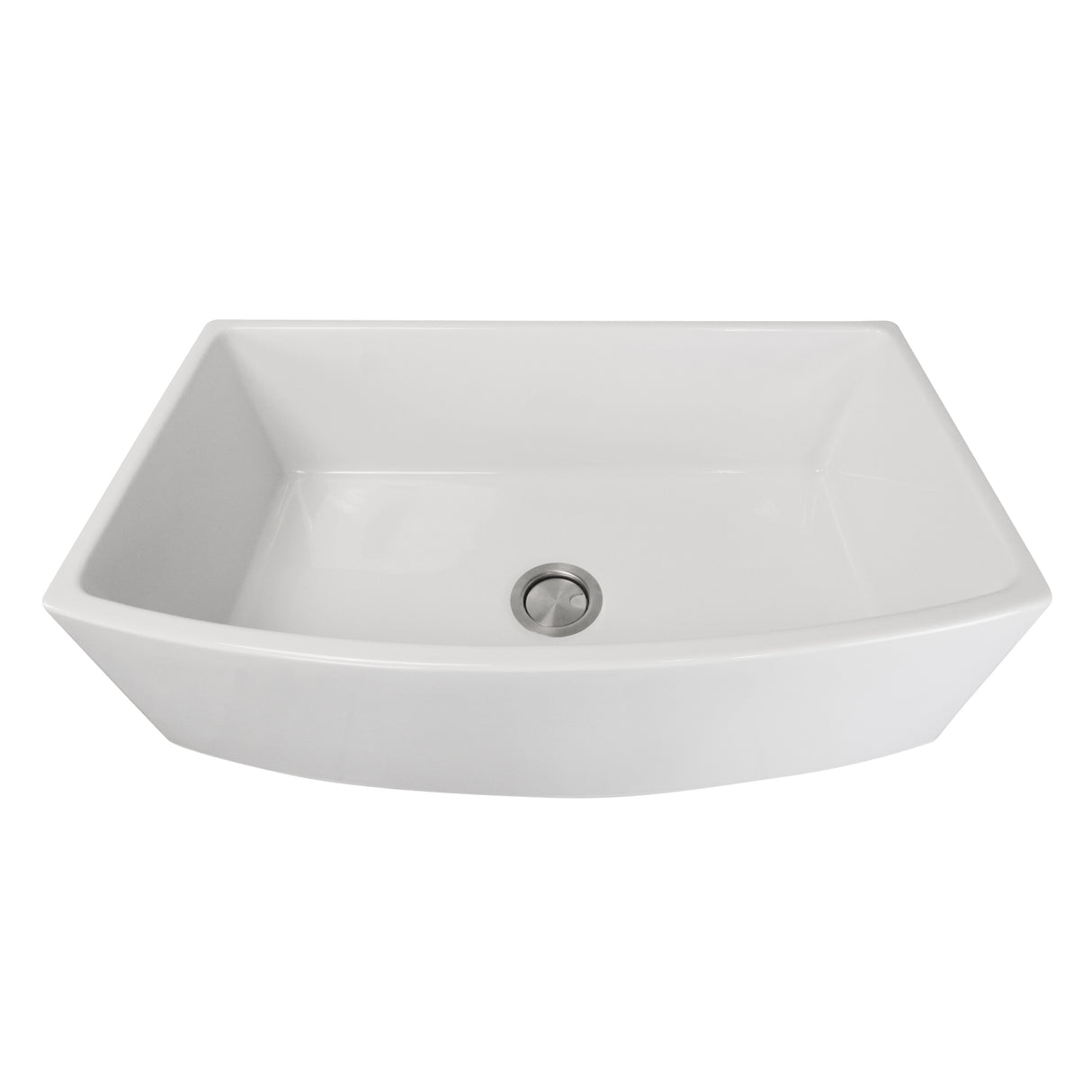 Nantucket Sinks' 33 Inch White Farmhouse Fireclay Sink with Curved Apron