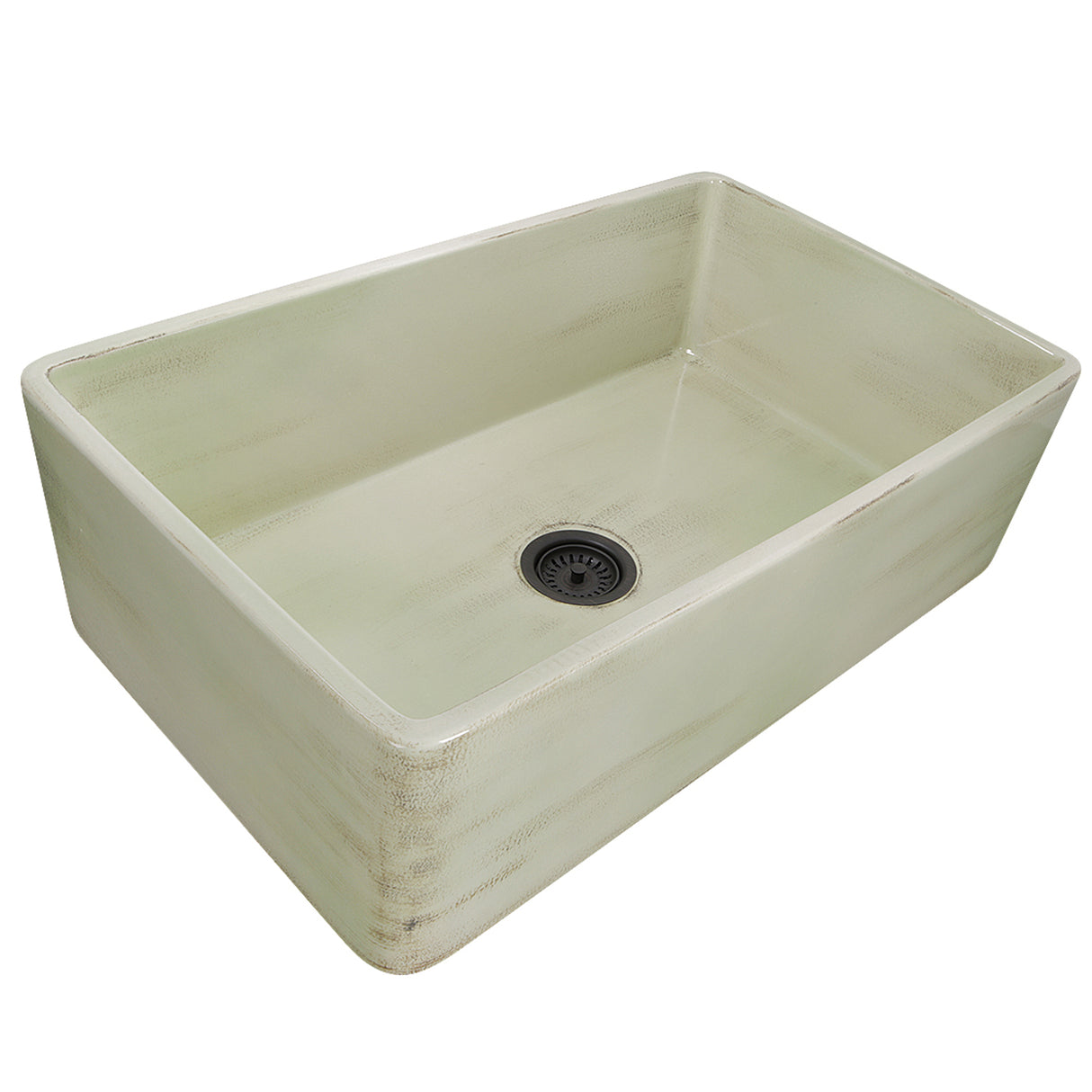 Nantucket Sinks 33-Inch Farmhouse Fireclay Sink with Shabby Green Finish