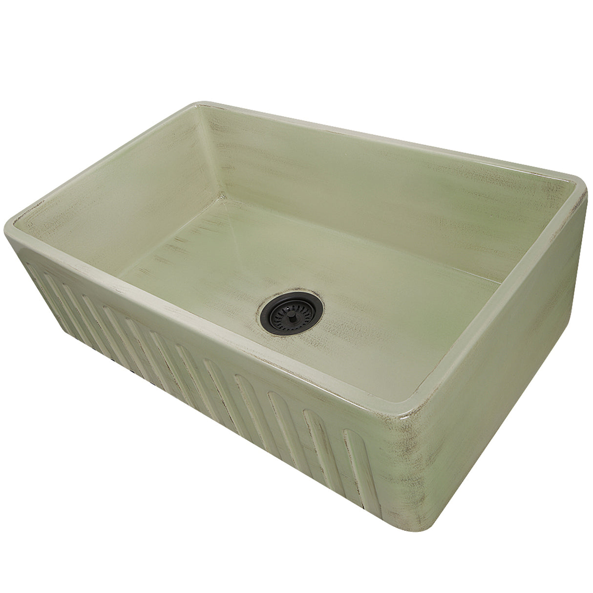 Nantucket Sinks 33-Inch Farmhouse Fireclay Sink with Shabby Green Finish