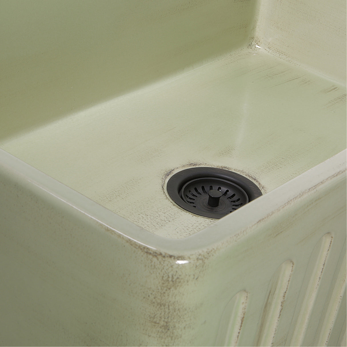 Nantucket Sinks 33-Inch Farmhouse Fireclay Sink with Shabby Green Finish