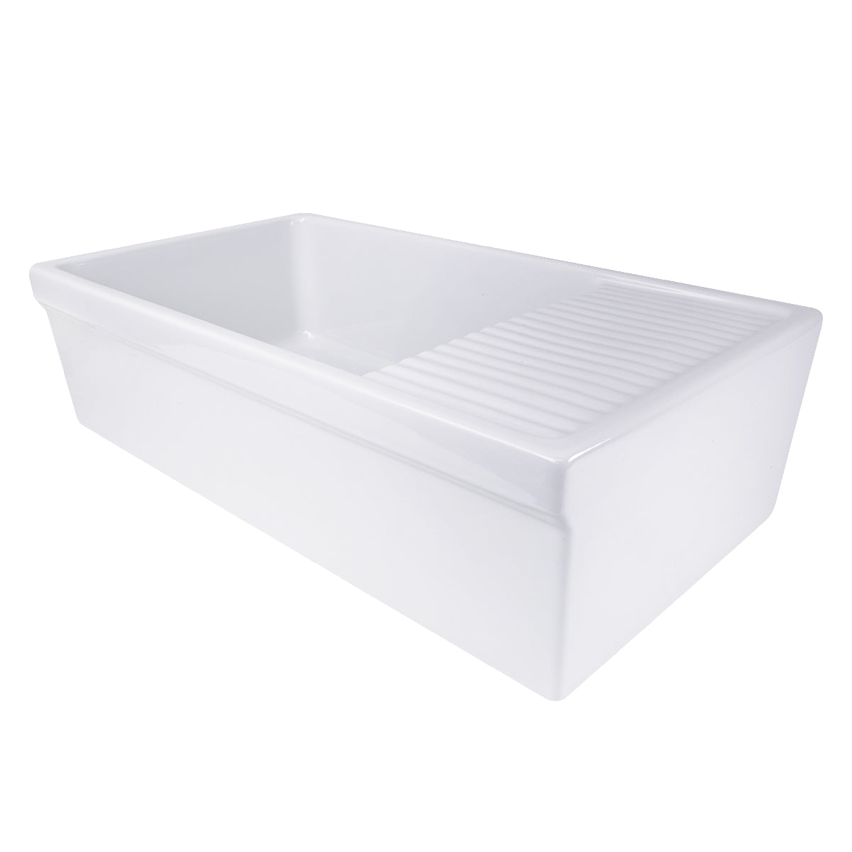 Nantucket Sinks 36 Inch Italian Farmhouse Fireclay Sink with Built-In Drainboard