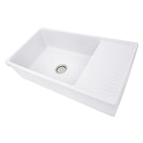 Nantucket Sinks 36 Inch Italian Farmhouse Fireclay Sink with Built-In Drainboard