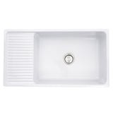 Nantucket Sinks 36 Inch Italian Farmhouse Fireclay Sink with Built-In Drainboard