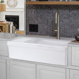 Nantucket Sinks 36 Inch Italian Farmhouse Fireclay Sink with Built-In Drainboard