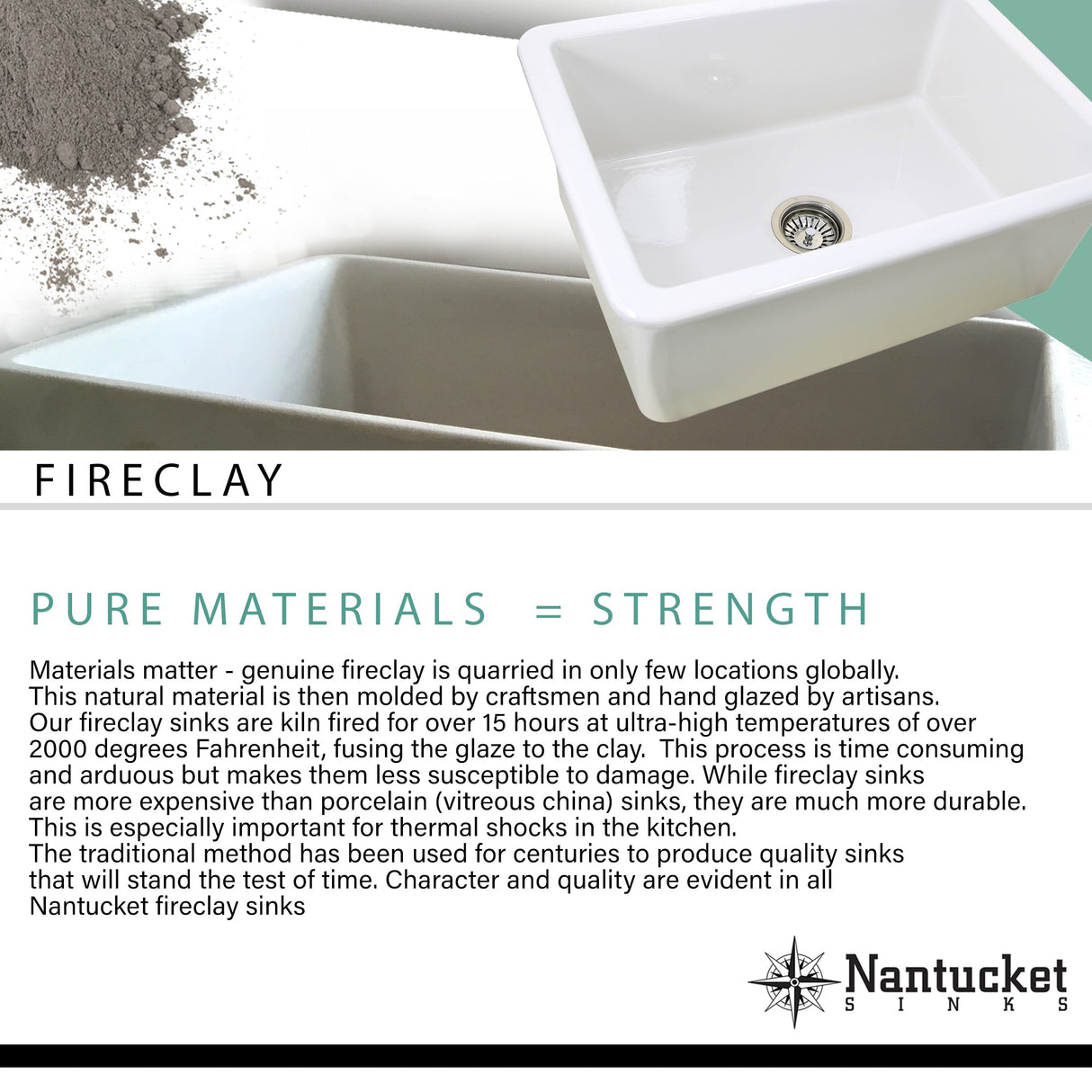 Nantucket Sinks Double Bowl Farmhouse Fireclay Sink with Shabby Green Finish