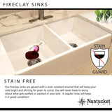 Nantucket Sinks Double Bowl Farmhouse Fireclay Sink with Shabby Green Finish