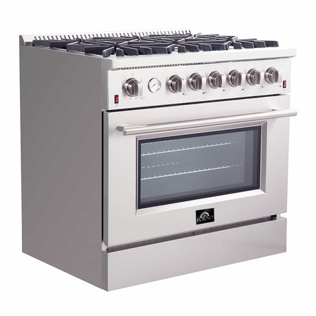 Forno 36-Inch Alta Qualita Gas Range with 6 Gas Burners, Gas Oven, Temperature Gauge, and Airfryer Accessories in Stainless Steel (FFSGS6291-36)