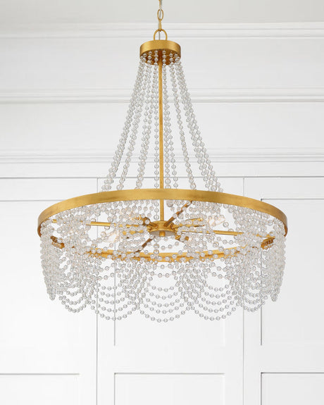 Fiona 4 Light Antique Gold Chandelier with Clear Beads FIO-A9104-GA-CL