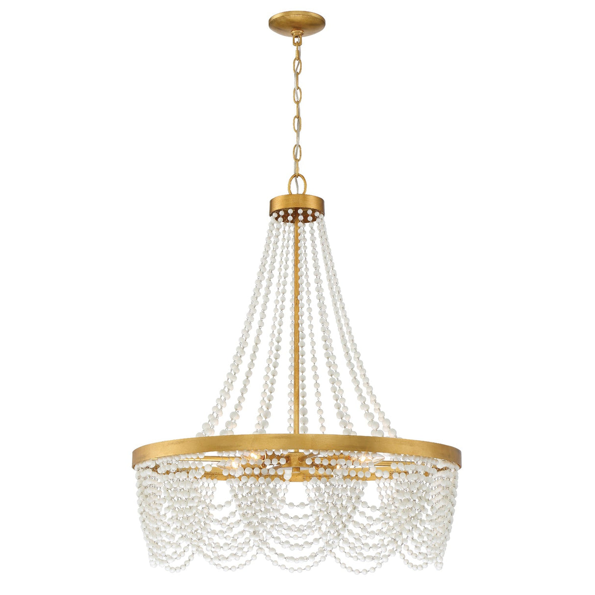 Fiona 4 Light Antique Gold Chandelier with White Beads FIO-A9104-GA-WH
