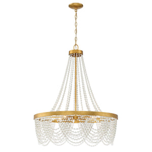 Fiona 4 Light Antique Gold Chandelier with Clear Beads FIO-A9104-GA-CL