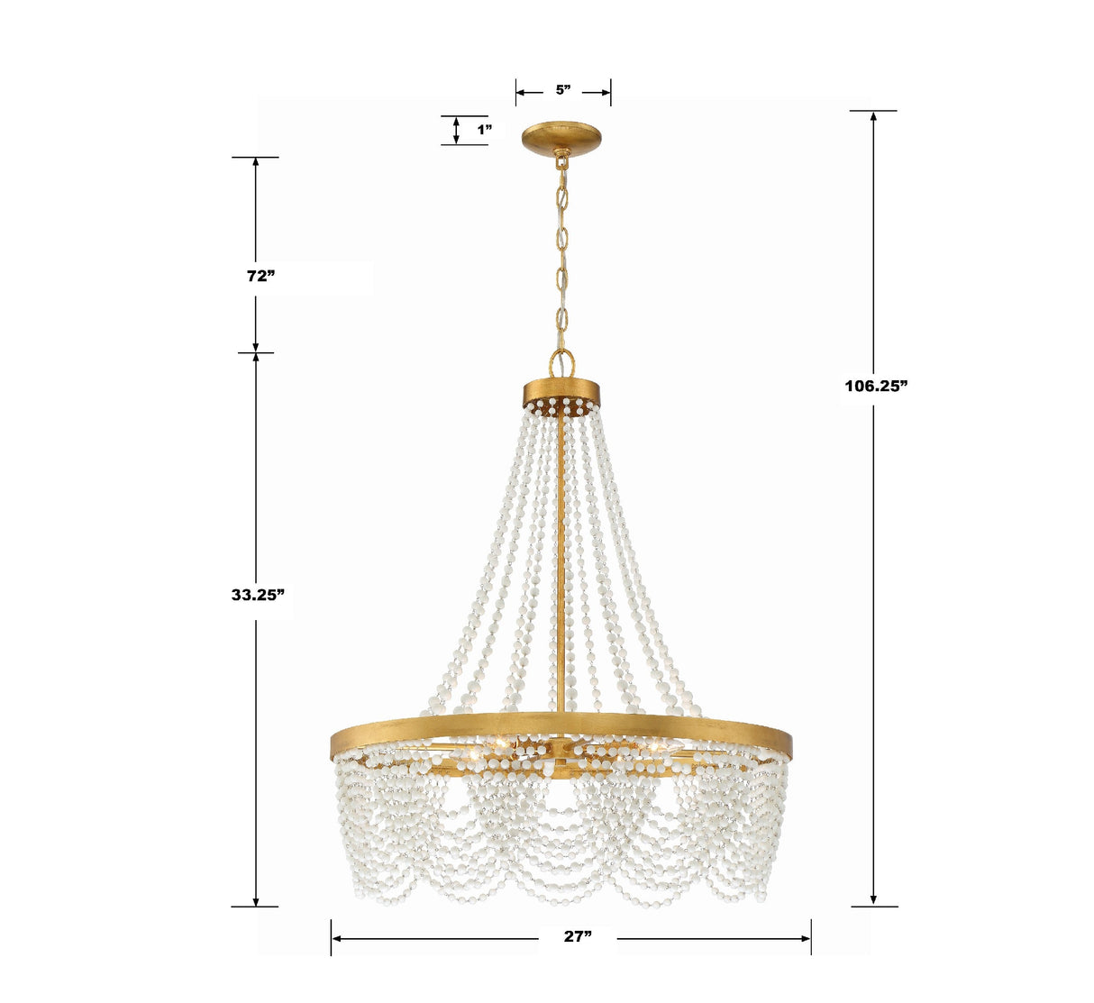 Fiona 4 Light Antique Gold Chandelier with Clear Beads FIO-A9104-GA-CL