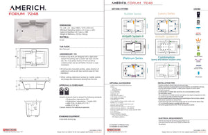 Americh FO7248TEA2-WH Forum 7248 End Drain - Tub Only / Airbath 2 - White