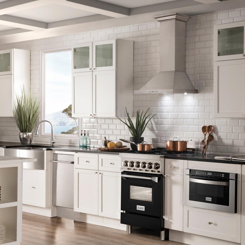 ZLINE 24 in. 2.8 cu. ft. Legacy Dual Fuel Range with 4 Burner Gas Cooktop and Electric Convection Oven in Stainless Steel (RA24)