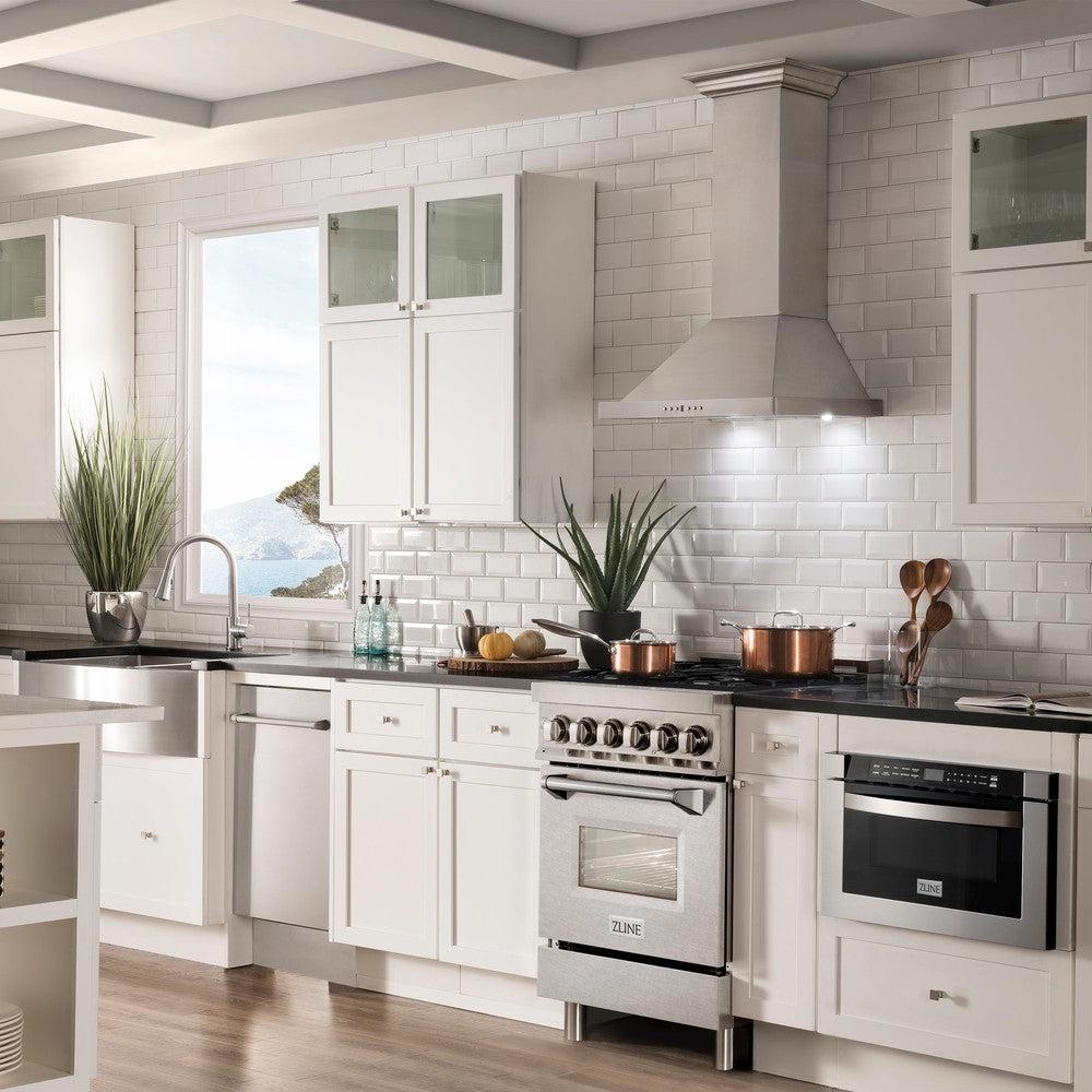 ZLINE 24 in. Professional Dual Fuel Range in Stainless Steel with DuraSnow® Stainless Door (RA-SN-24)