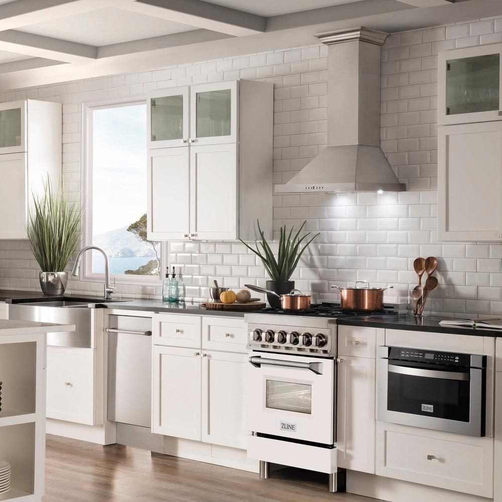 ZLINE 24 in. 2.8 cu. ft. Legacy Dual Fuel Range with 4 Burner Gas Cooktop and Electric Convection Oven in Stainless Steel (RA24)