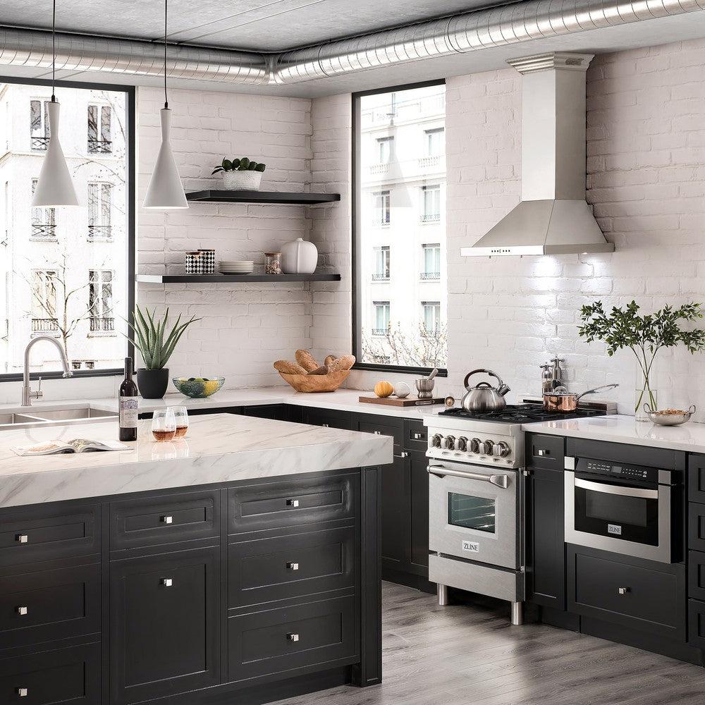 ZLINE 24 in. Professional Dual Fuel Range in Stainless Steel with DuraSnow® Stainless Door (RA-SN-24)