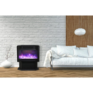 Amantii FS-26-922 26" WiFi Enabled Smart Electric Freestanding Fireplace, Featuring a Multi Function Remote, Multi Flame Speeds and a 10 Piece Birch Log Set