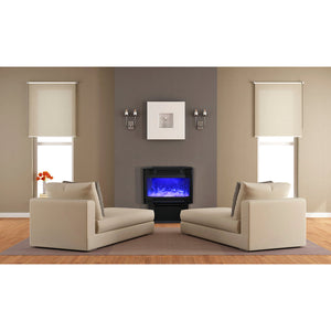 Amantii FS-26-922 26" WiFi Enabled Smart Electric Freestanding Fireplace, Featuring a Multi Function Remote, Multi Flame Speeds and a 10 Piece Birch Log Set