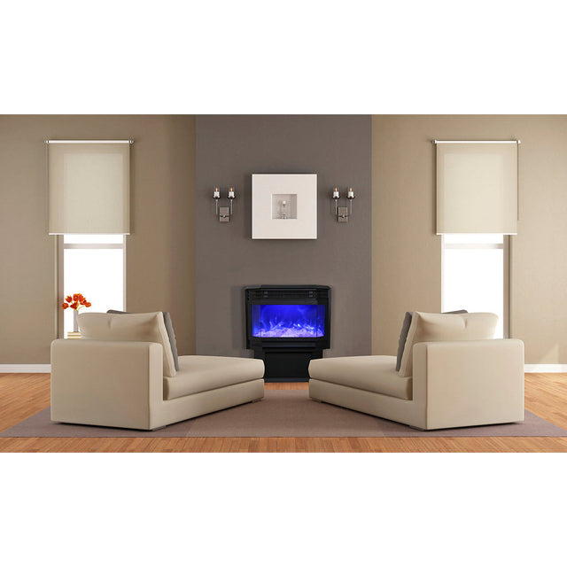 Amantii FS-26-922 26" WiFi Enabled Smart Electric Freestanding Fireplace, Featuring a Multi Function Remote, Multi Flame Speeds and a 10 Piece Birch Log Set