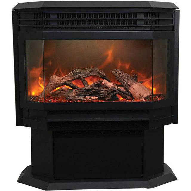 Amantii FS-26-922 26" WiFi Enabled Smart Electric Freestanding Fireplace, Featuring a Multi Function Remote, Multi Flame Speeds and a 10 Piece Birch Log Set