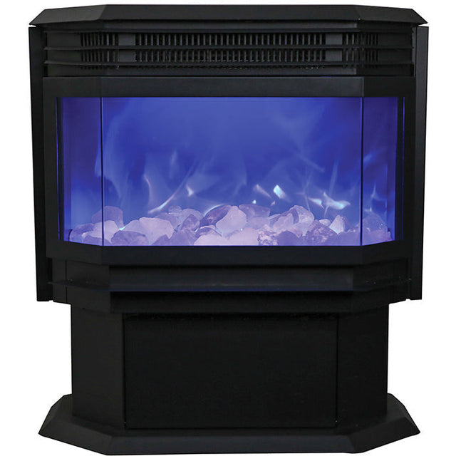 Amantii FS-26-922 26" WiFi Enabled Smart Electric Freestanding Fireplace, Featuring a Multi Function Remote, Multi Flame Speeds and a 10 Piece Birch Log Set