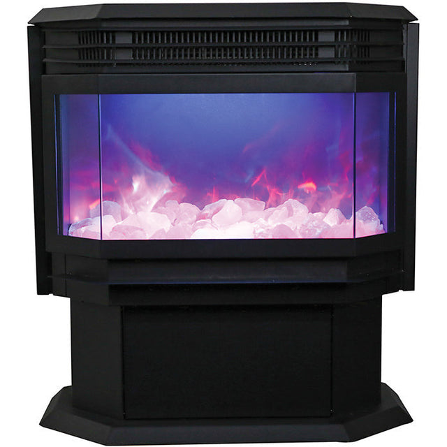 Amantii FS-26-922 26" WiFi Enabled Smart Electric Freestanding Fireplace, Featuring a Multi Function Remote, Multi Flame Speeds and a 10 Piece Birch Log Set