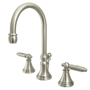 Georgian FS2988GL Two-Handle 3-Hole Deck Mount Widespread Bathroom Faucet with Brass Pop-Up, Brushed Nickel