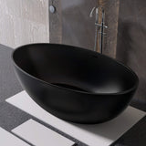 New England Home Goods 67" White Modern Freestanding Solid Surface Deep Soaking Bathtub for Two