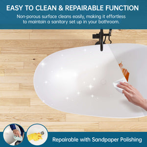 New England Home Goods Old 59" Freestanding Tub in White - Stone Resin Solid Surface