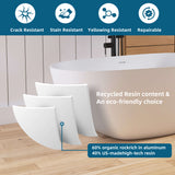 New England Home Goods COPACABANA - 59" White Seamless Oval Freestanding Deep Soaking Solid Surface Bathtub