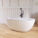 New England Home Goods COPACABANA - 59" White Seamless Oval Freestanding Deep Soaking Solid Surface Bathtub