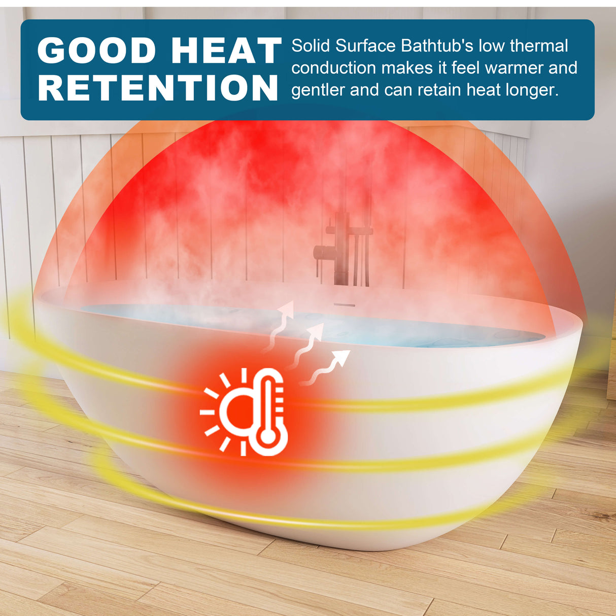 New England Home Goods Old 59" Freestanding Tub in White - Stone Resin Solid Surface