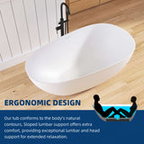 New England Home Goods COPACABANA - 59" White Seamless Oval Freestanding Deep Soaking Solid Surface Bathtub