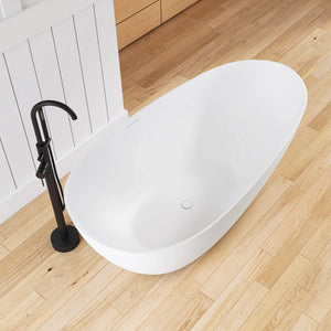 New England Home Goods Waikiki 67" Freestanding Tub in White - Stone Resin Solid Surface