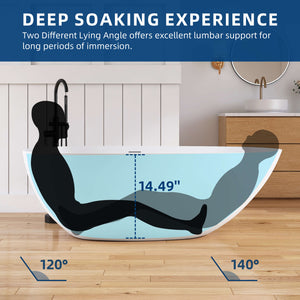 New England Home Goods Waikiki 67" Freestanding Tub in White - Stone Resin Solid Surface