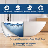 New England Home Goods 67" Oval Freestanding Deep Soaking Tub Solid Surface Bathtub with Slim Rim