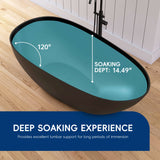 New England Home Goods Denali 67" Freestanding Tub in Black - Stone Resin Solid Surface