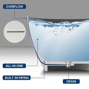 New England Home Goods Denali 67" Freestanding Tub in Black - Stone Resin Solid Surface