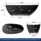 New England Home Goods Denali 67" Freestanding Tub in Black - Stone Resin Solid Surface