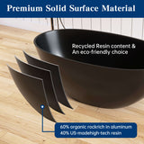 New England Home Goods 55" Freestanding Tub Solid Surface Freestanding Soaking Bathtub,Black