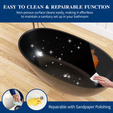 New England Home Goods 55" Freestanding Tub Solid Surface Freestanding Soaking Bathtub,Black